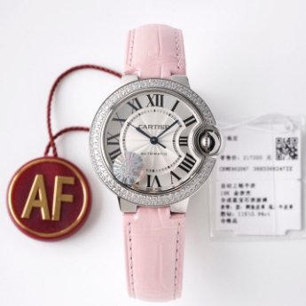 Cartier BALLONBLEU series WE902035 belt mechanical women's watch diameter 33mm(replica watch)